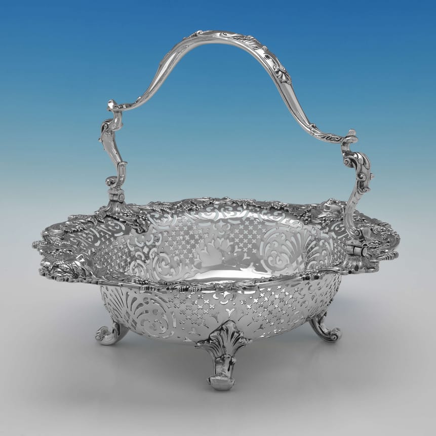 Antique Sterling Silver Basket - Robert Hennell III Hallmarked In 1842 London - Victorian - Image 1