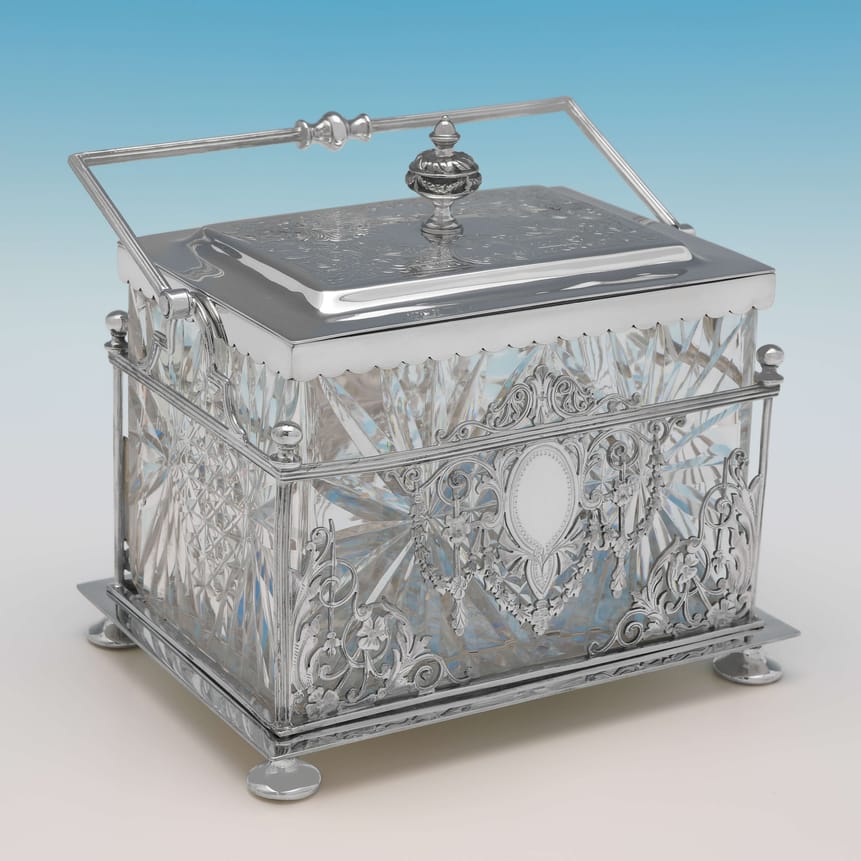 Antique Silver Plate Biscuit Box - William Hutton & Sons Made Circa 1880 Unknown - Victorian - Image 1