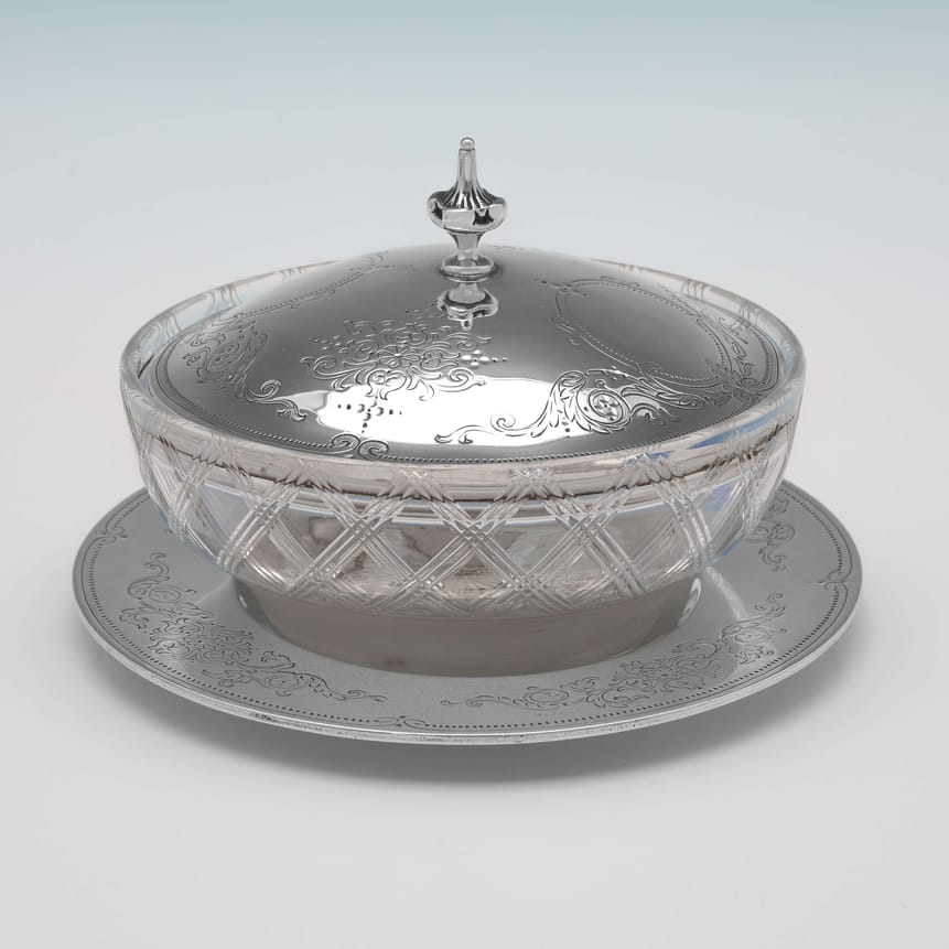 Antique Sterling Silver Butter Dish - George Angell Hallmarked In 1866 London - Victorian - Image 5