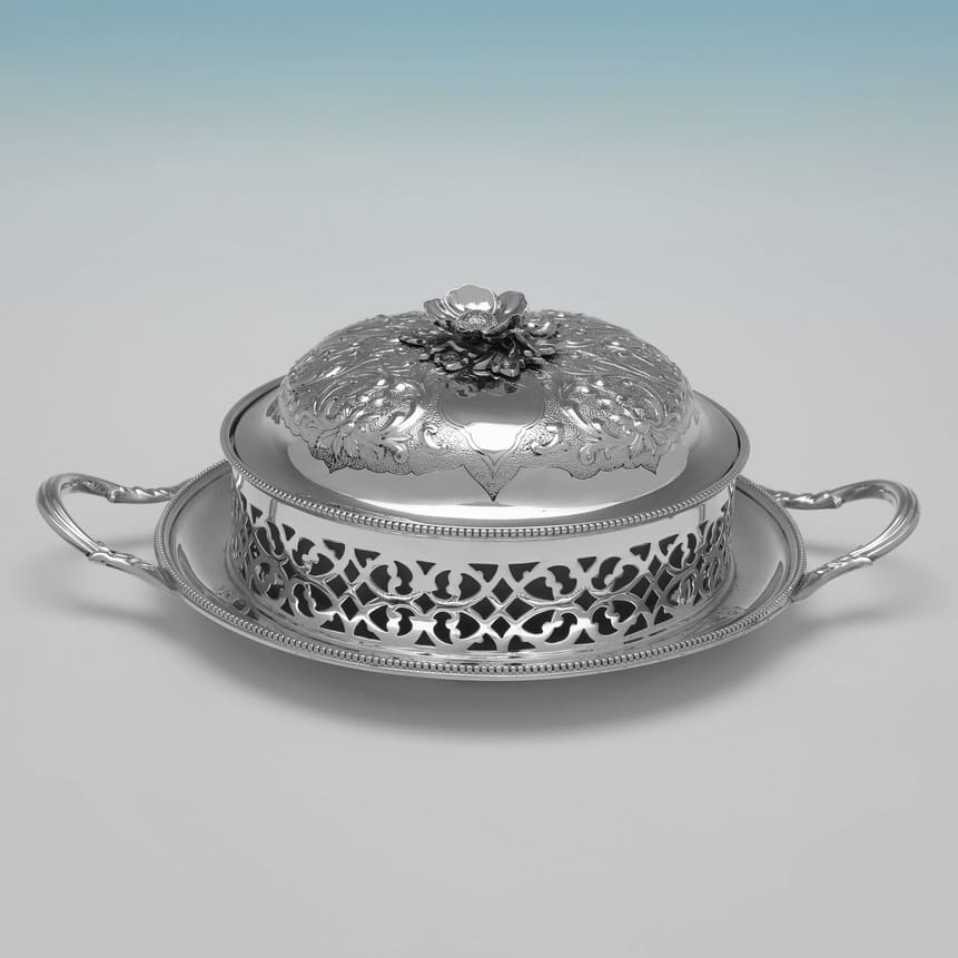 Antique Sterling Silver Butter Dish - Henry Wilkinson & Co. Hallmarked In 1865 Sheffield - Victorian - Image 1