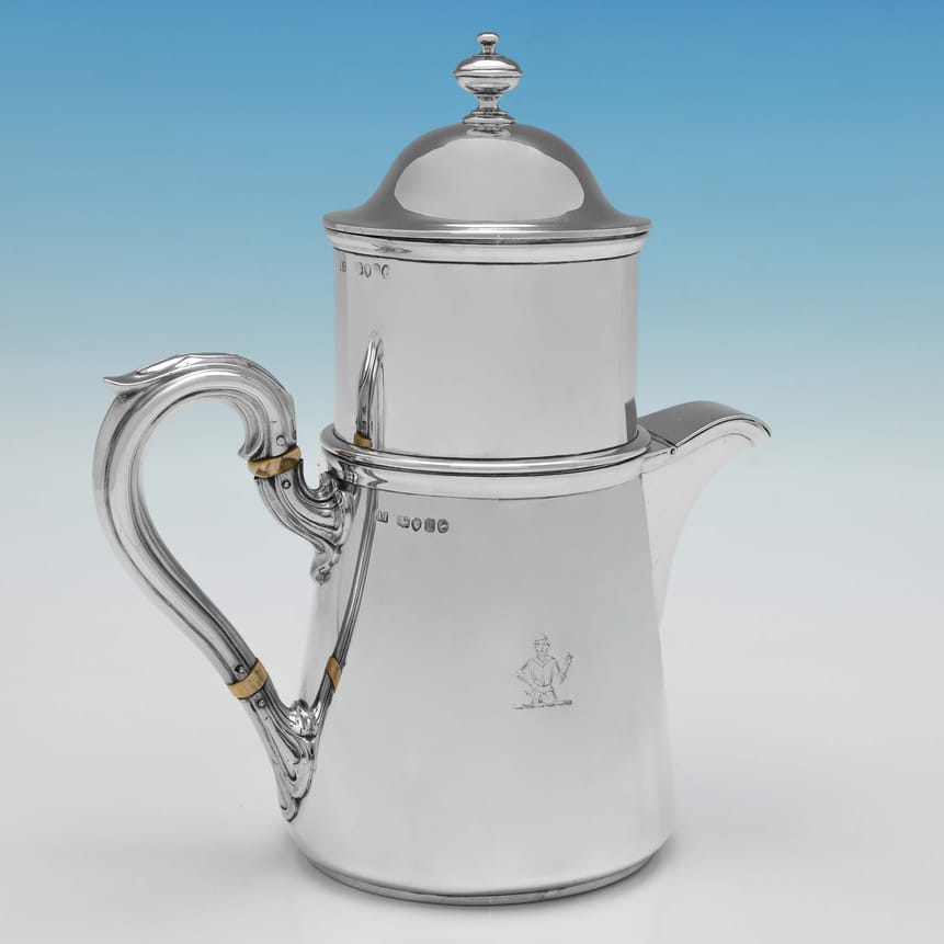 Antique Sterling Silver Coffee Percolator - Alfred Ivory Hallmarked In 1862 London - Victorian - Image 1