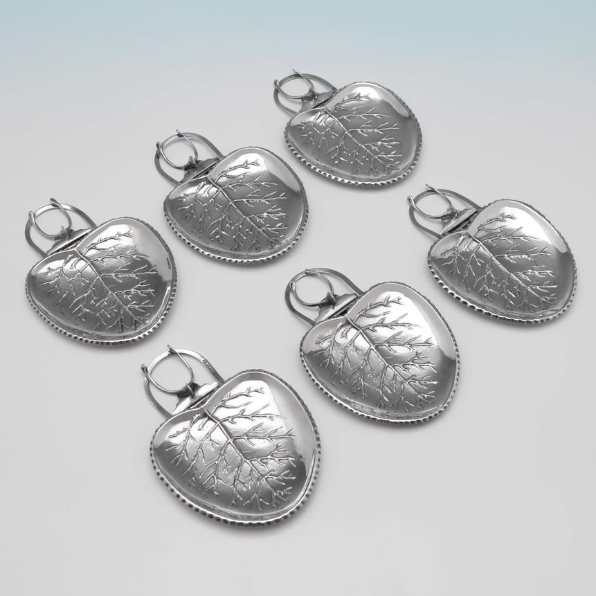 Antique Sterling Silver Set Of Six Clip- On Plates - Grey & Co. Hallmarked In 1903 Birmingham - Edwardian - Image 1