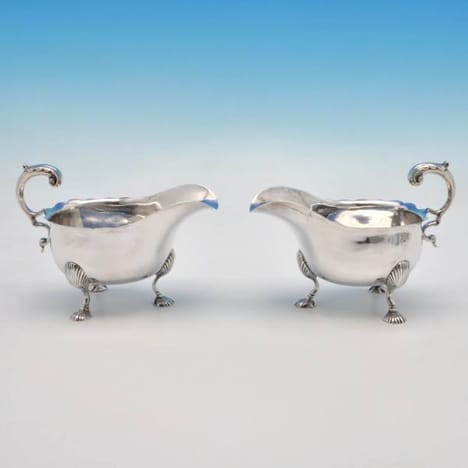 Antique Sterling Silver Pair Of Sauce Boats - William Cattell Hallmarked In 1774 London - Georgian - Image 1