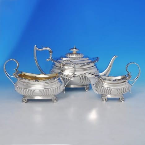 Antique Sterling Silver Three Piece Tea Set - Crispin Fuller Hallmarked In 1815 London - Georgian - Image 1