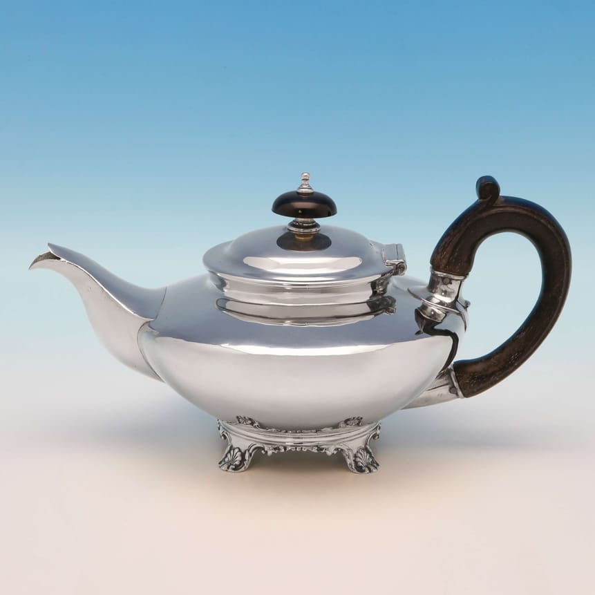 Antique Sterling Silver Teapot - George Burrows II & Richard Pearce Hallmarked In 1835 London - William IV - Image 1