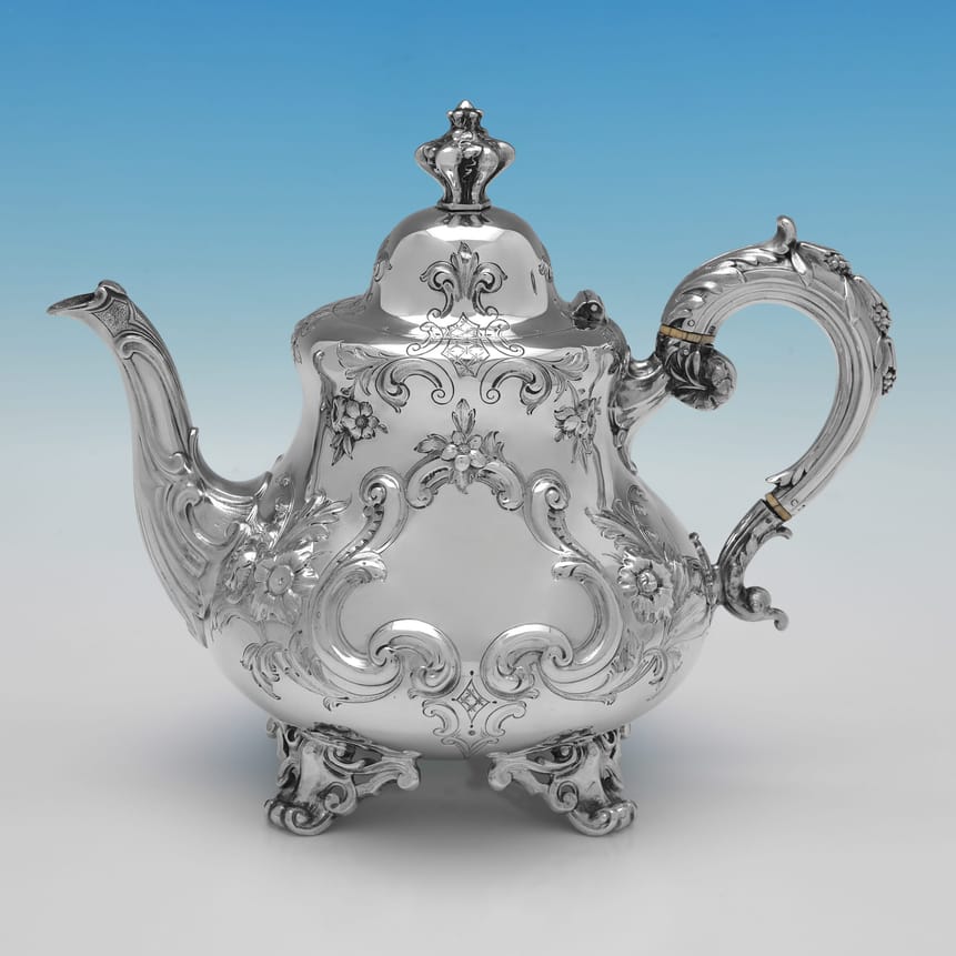 Antique Sterling Silver Teapot - Edward & John Barnard, hallmarked in 1865 London - Victorian