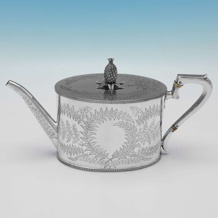 Antique Sterling Silver Teapot - John Newton Mappin Hallmarked In 1884 Sheffield - Victorian - Image 1