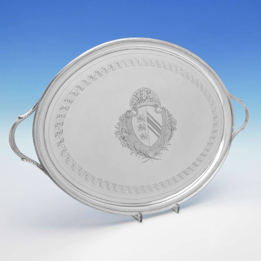 Antique Sterling Silver Tray - Crispin Fuller Hallmarked In 1798 London - Georgian - Image 1