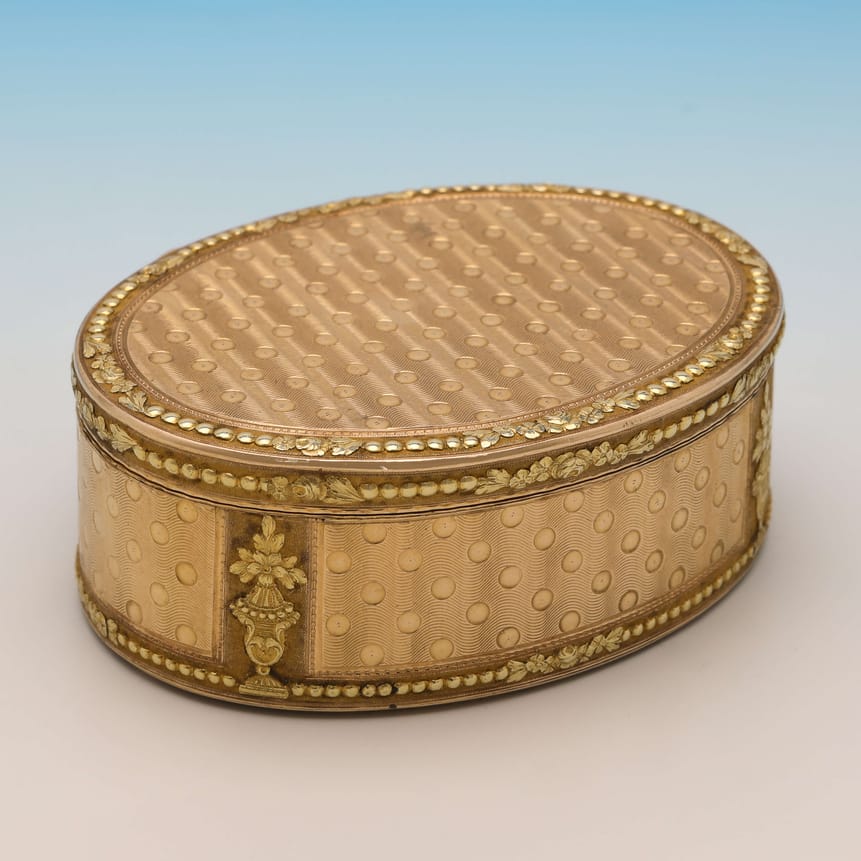A four-colour gold snuff box, Charles-Alexandre Bouillerot, Paris,  1768-1774, Gold Boxes, Fabergé and Objects of Vertu, 2022