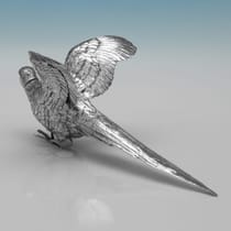 Sterling Silver Pair of Pheasants - hallmarked in 1925 Sheffield - George V - Thumbnail 3