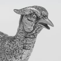 Sterling Silver Pair of Pheasants - hallmarked in 1925 Sheffield - George V - Thumbnail 6