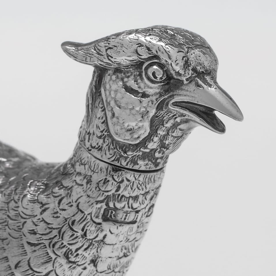 Sterling Silver Pair of Pheasants - hallmarked in 1925 Sheffield - George V - Image 6