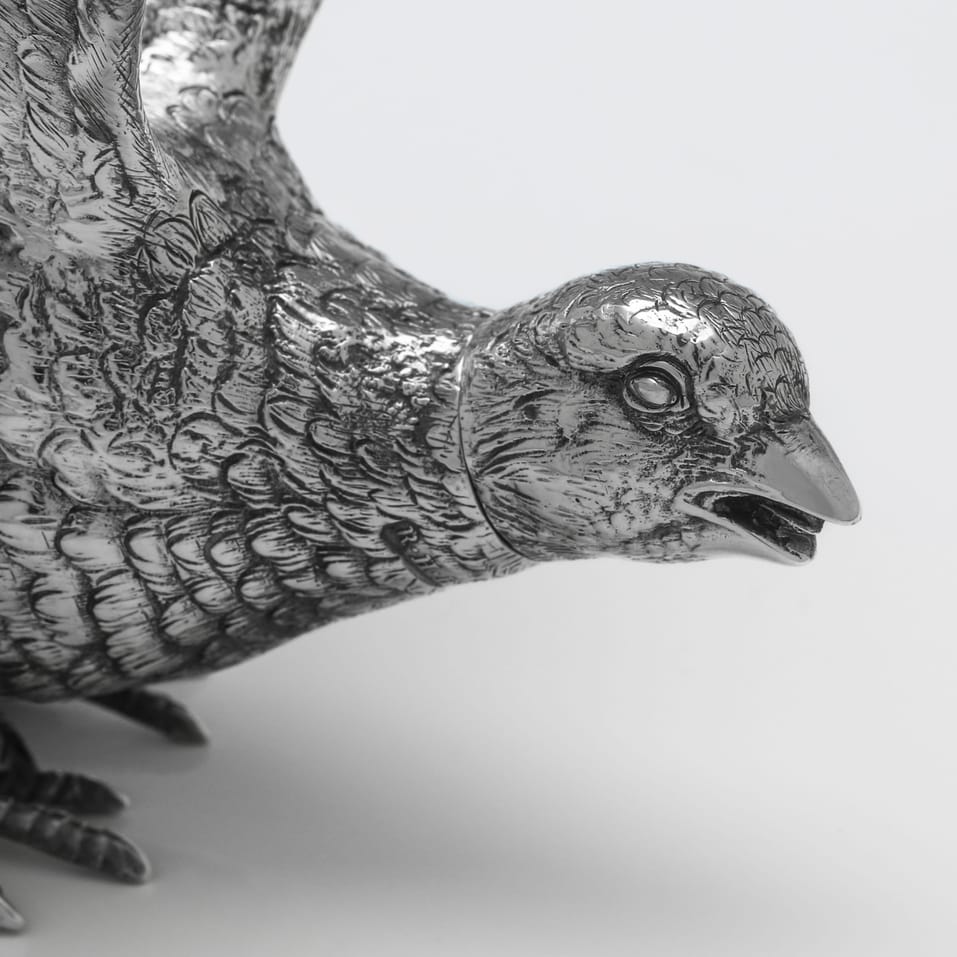 Sterling Silver Pair of Pheasants - hallmarked in 1925 Sheffield - George V - Image 8
