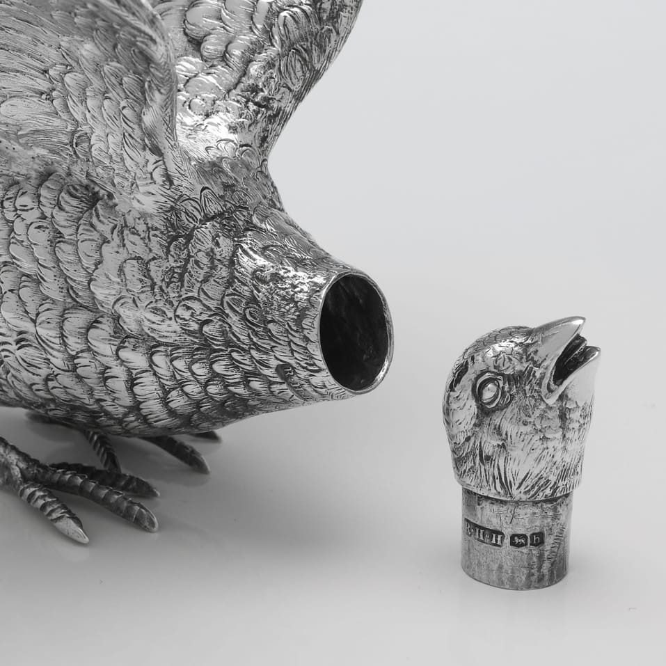 Sterling Silver Pair of Pheasants - hallmarked in 1925 Sheffield - George V - Image 9