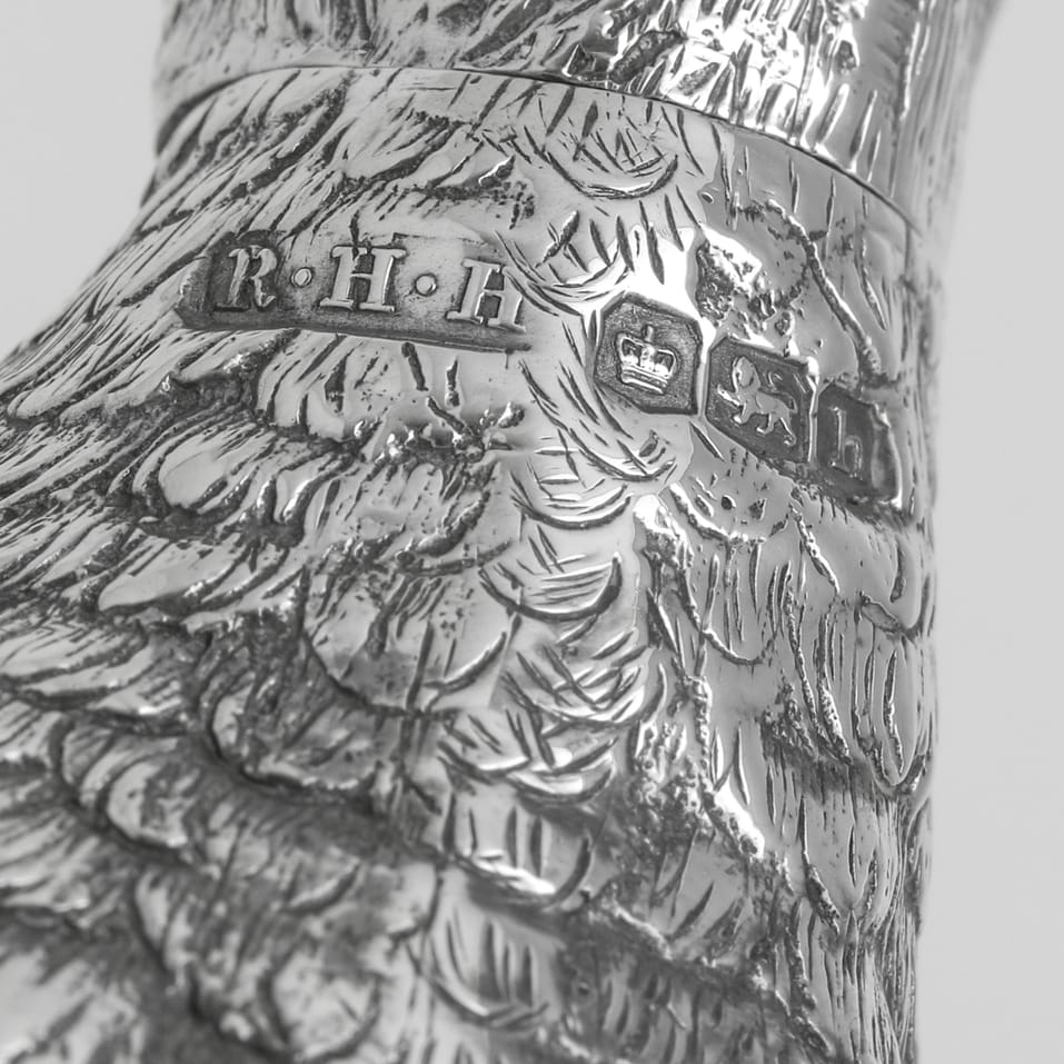 Sterling Silver Pair of Pheasants - hallmarked in 1925 Sheffield - George V - Image 10
