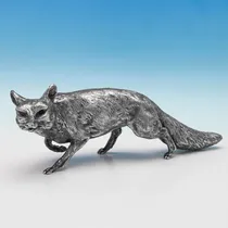 Sterling Silver Fox Model - Tessiers, hallmarked in 1970 London - Elizabeth II - Thumbnail 1