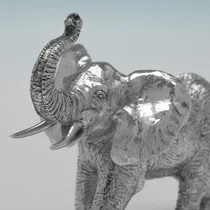Sterling Silver Elephant Model - hallmarked in 1994 London - Elizabeth II - Thumbnail 3