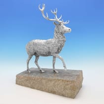 Sterling Silver Stag Model - Garrard & Co., hallmarked in 1976 London - Elizabeth II - Thumbnail 1