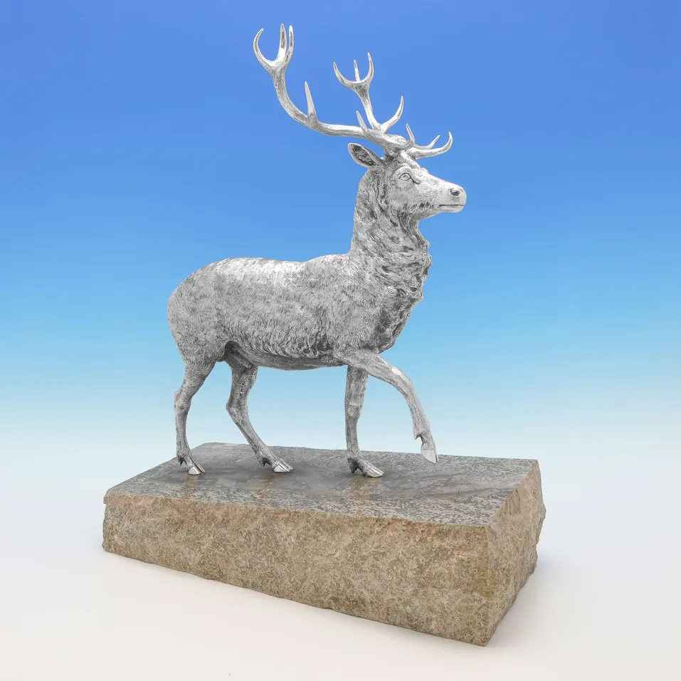 Sterling Silver Stag Model - Garrard & Co., hallmarked in 1976 London - Elizabeth II