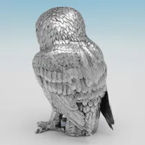 Sterling Silver Pair of Owls - Israel Segalov, hallmarked in 1937 London - George VI - Thumbnail 3
