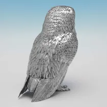 Sterling Silver Pair of Owls - Israel Segalov, hallmarked in 1937 London - George VI - Thumbnail 5