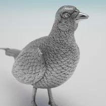 Sterling Silver Pair of Pheasants - Richard Comyns, hallmarked in 1967 London - Elizabeth II - Thumbnail 8