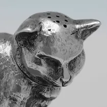 Antique Sterling Silver Cat Pepper Pot - Jane Brownett, hallmarked in 1880 London - Victorian - Thumbnail 3
