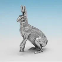 Sterling Silver Hare Model - A. E. Jones, hallmarked in 1972 Birmingham - Elizabeth II - Thumbnail 1