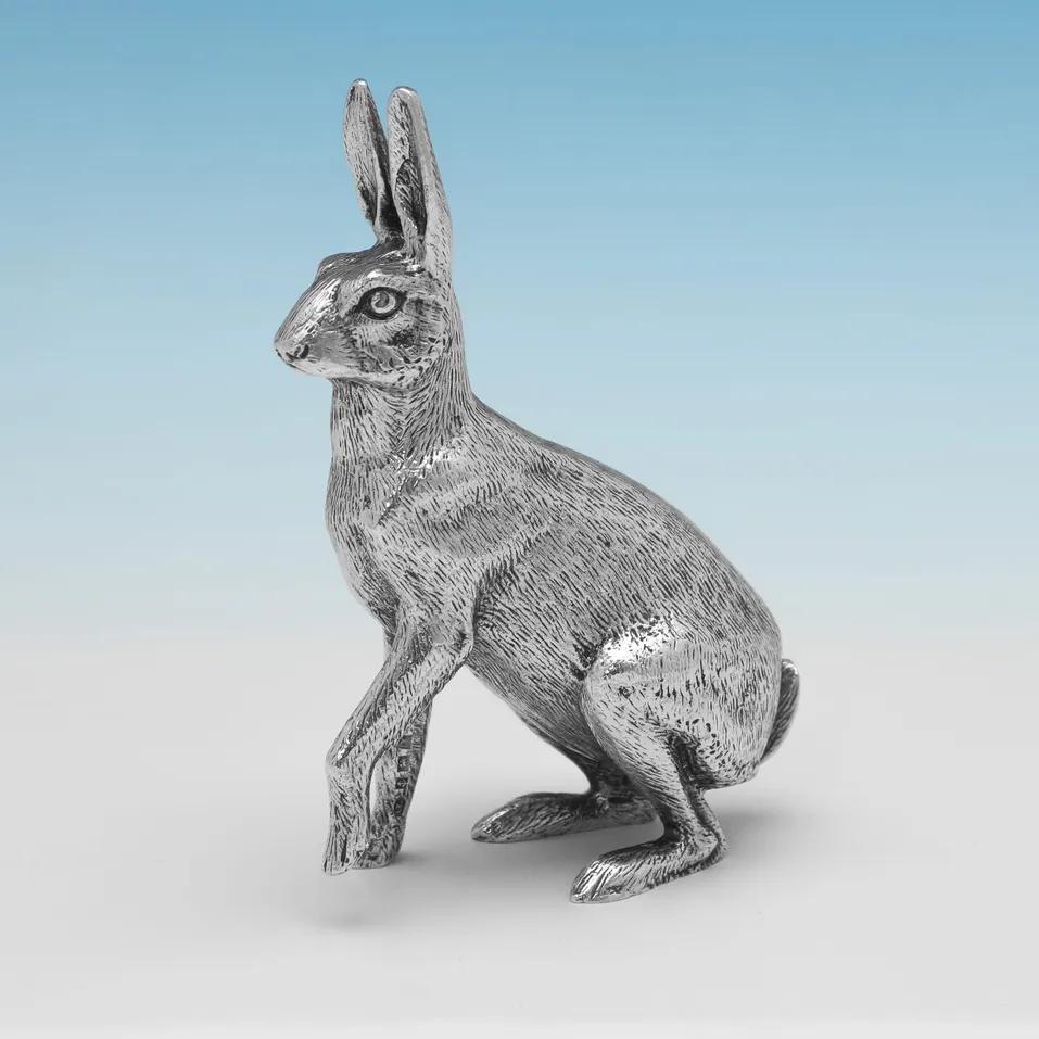 Sterling Silver Hare Model - A. E. Jones, hallmarked in 1972 Birmingham - Elizabeth II - Image 1