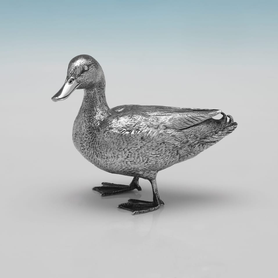 Sterling Silver Pair of Duck Models - hallmarked in 2011 London - Elizabeth II - Image 2