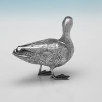 Sterling Silver Pair of Duck Models - hallmarked in 2011 London - Elizabeth II - Thumbnail 3