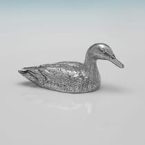 Sterling Silver Pair of Duck Models - hallmarked in 2011 London - Elizabeth II - Thumbnail 4