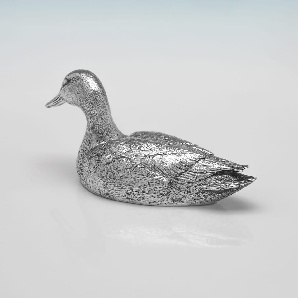 Sterling Silver Pair of Duck Models - hallmarked in 2011 London - Elizabeth II - Image 5