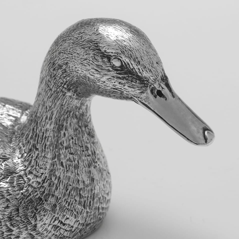 Sterling Silver Pair of Duck Models - hallmarked in 2011 London - Elizabeth II - Image 6