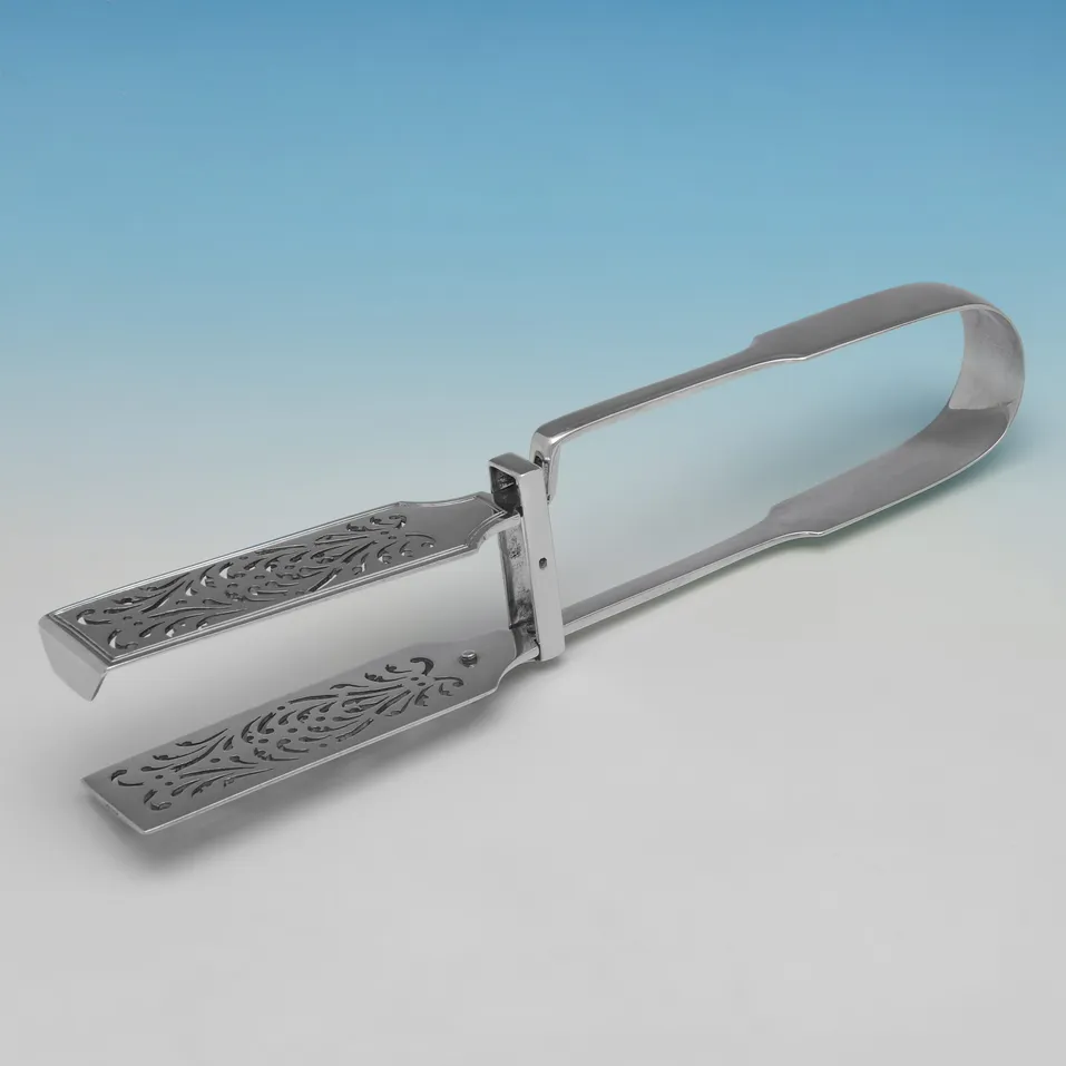 Antique Sterling Silver Asparagus Serving Tongs - William Eaton, hallmarked in 1838 London - Victorian