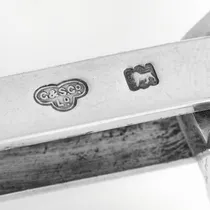 Antique Sterling Silver Asparagus Eaters & Server Set - Goldsmiths & Silversmiths Co., hallmarked in 1910 London - George V - Thumbnail 8