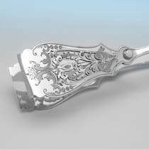 Antique Sterling Silver Pair of Asparagus Servers - Fattorini & Sons, hallmarked in 1907 Sheffield - Edwardian - Thumbnail 3