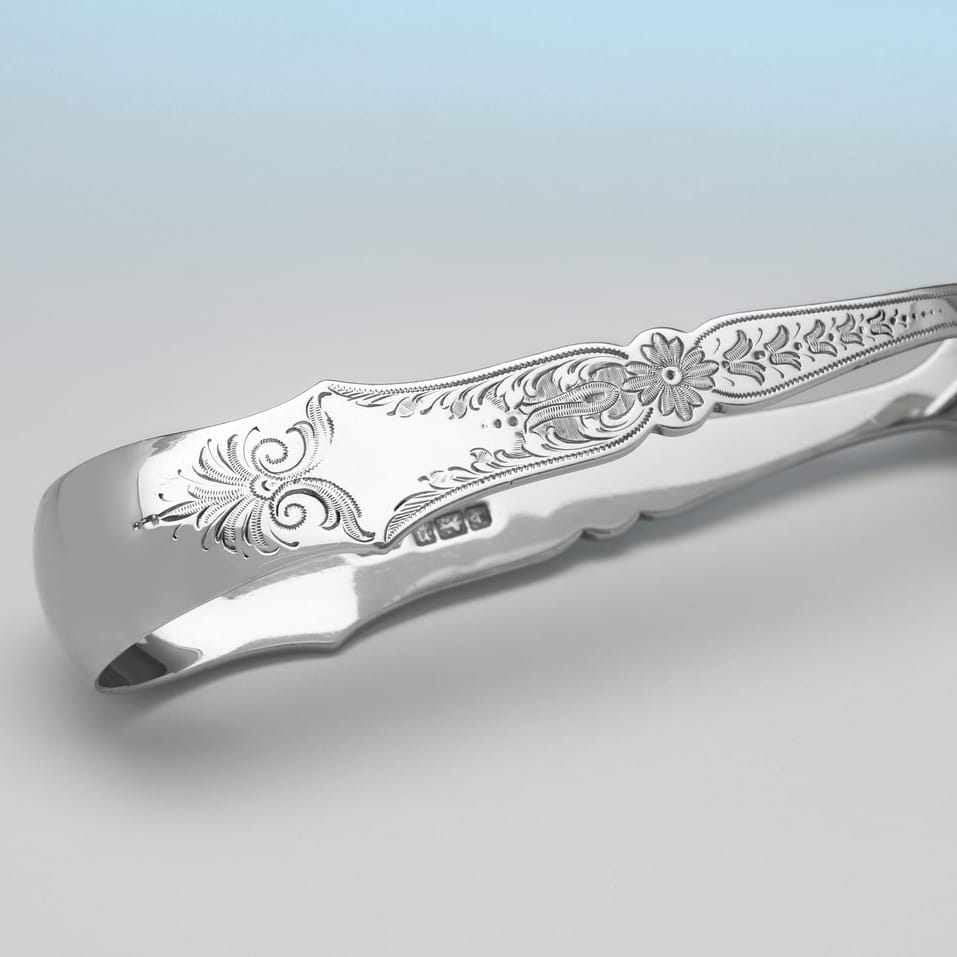 Antique Sterling Silver Pair of Asparagus Servers - Fattorini & Sons, hallmarked in 1907 Sheffield - Edwardian - Image 4