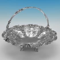Antique Sterling Silver Basket - Hawksworth Eyres & Co., hallmarked in 1845 Sheffield - Victorian - Thumbnail 1