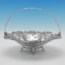 Antique Sterling Silver Basket - Hawksworth Eyres & Co., hallmarked in 1845 Sheffield - Victorian - Thumbnail 2
