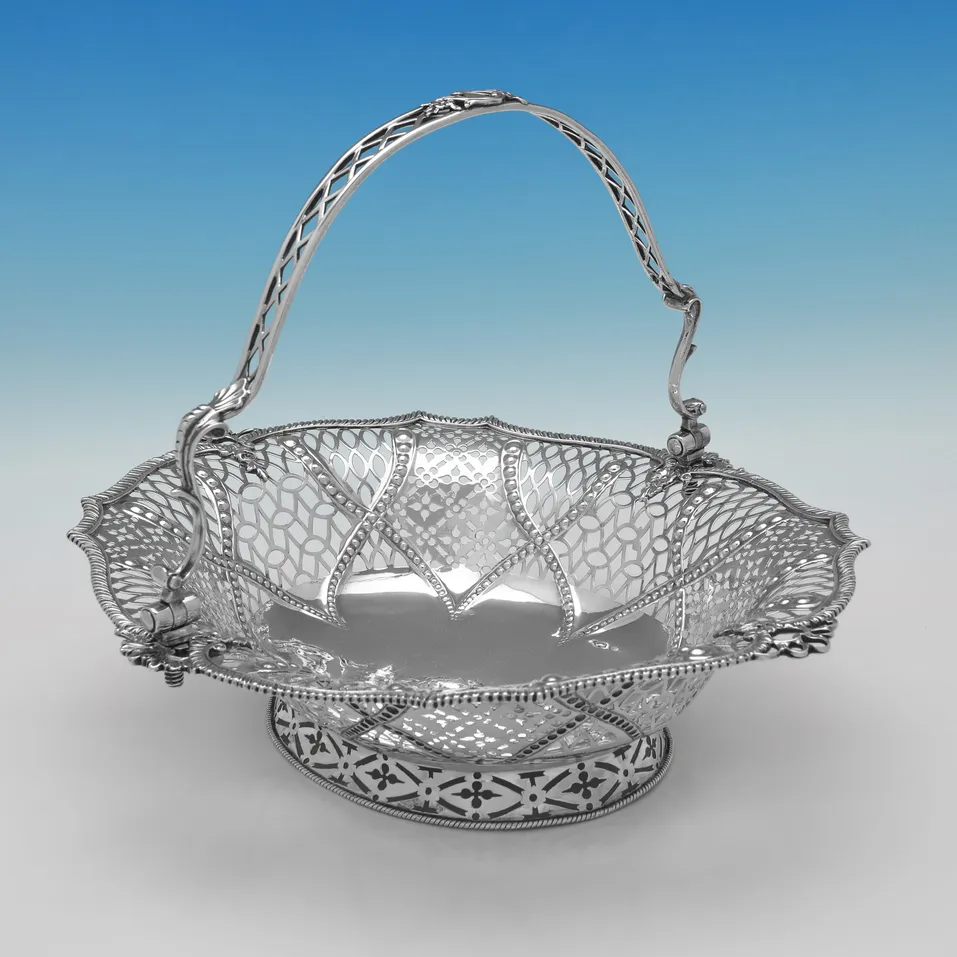 Antique Sterling Silver Basket - Robert Albin Cox, hallmarked in 1767 London - George III - Image 1