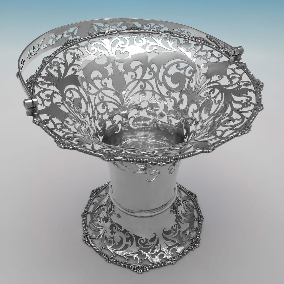 Antique Sterling Silver Flower Basket - Jackson & Fullerton, hallmarked in 1911 London - George V - Image 3