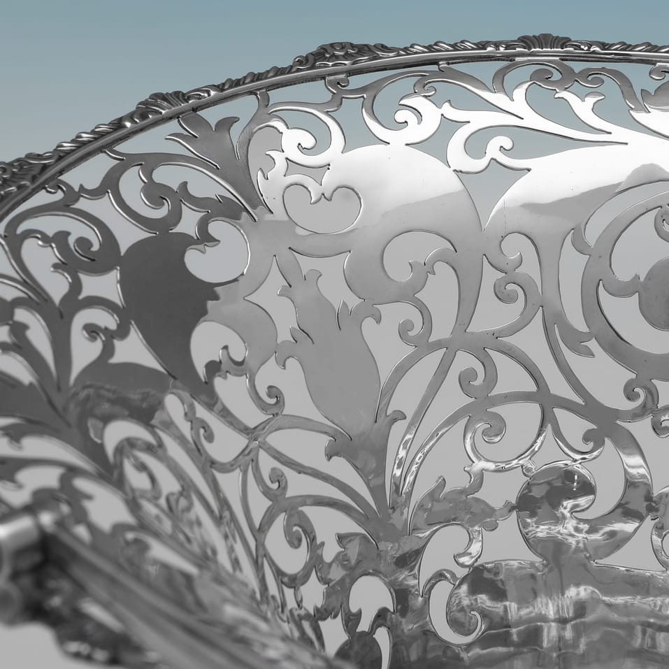 Antique Sterling Silver Flower Basket - Jackson & Fullerton, hallmarked in 1911 London - George V - Image 4