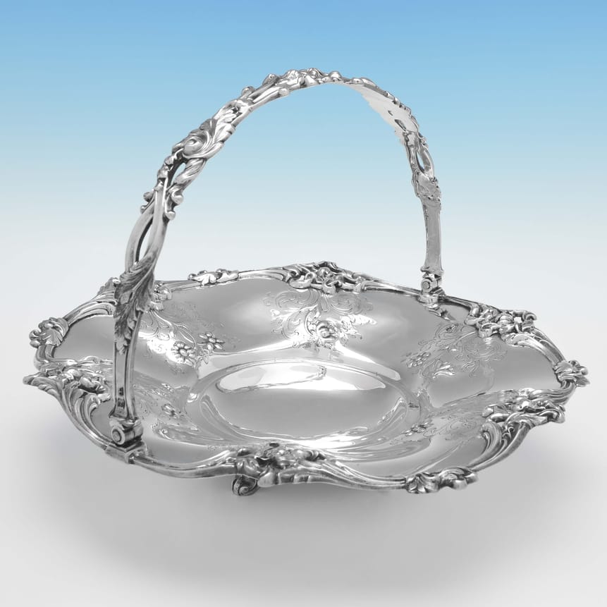Antique Sterling Silver Basket - Savoury Brothers Hallmarked In 1854 London - Victorian - Image 5