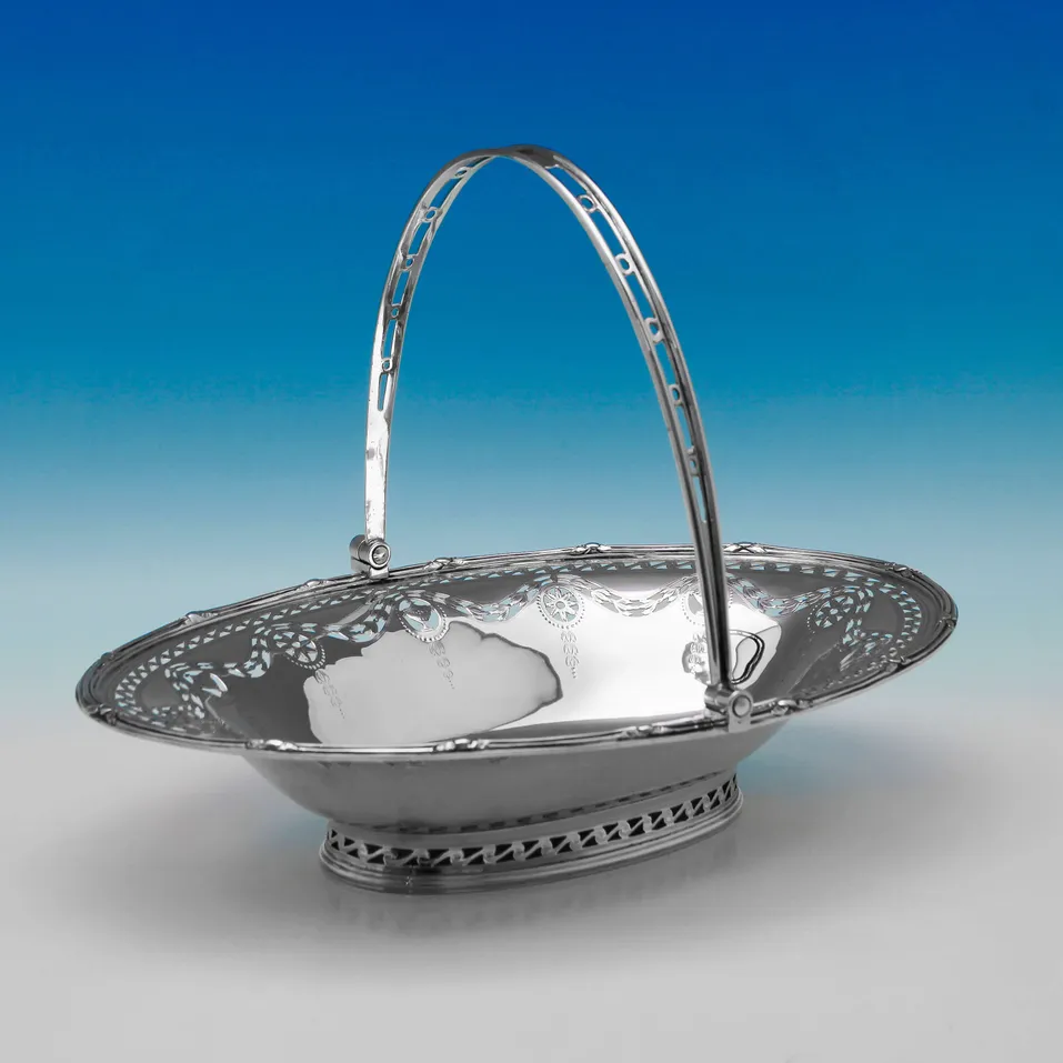 Antique Sterling Silver Basket - Goldsmiths & Silversmiths Co., hallmarked in 1908 London - Edwardian