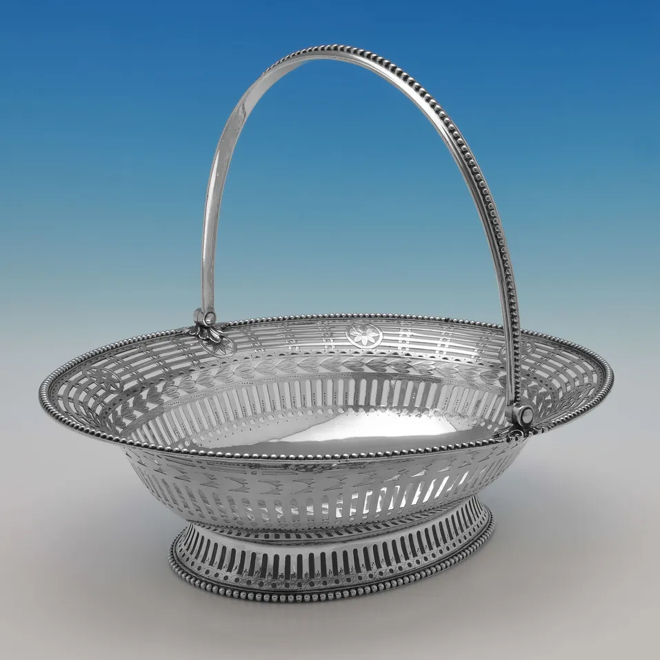 Antique Sterling Silver Basket - William Plummer, hallmarked in 1778 London - George III