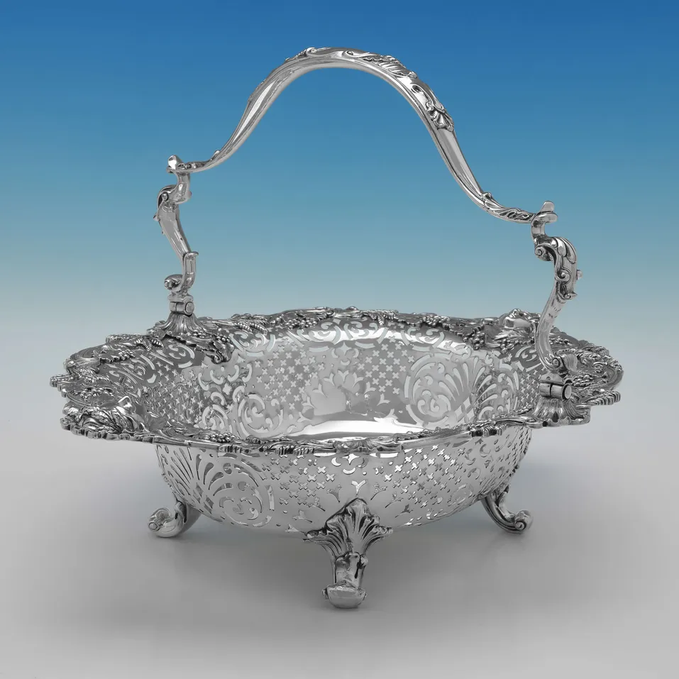 Antique Sterling Silver Basket - Robert Hennell III, hallmarked in 1842 London - Victorian