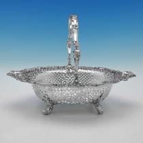 Antique Sterling Silver Basket - Robert Hennell III, hallmarked in 1842 London - Victorian - Thumbnail 2