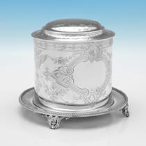 Antique Sterling Silver Biscuit Box - Edward Charles Brown, hallmarked in 1867 London - Victorian - Thumbnail 1