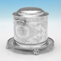 Antique Sterling Silver Biscuit Box - Edward Charles Brown, hallmarked in 1867 London - Victorian - Thumbnail 2